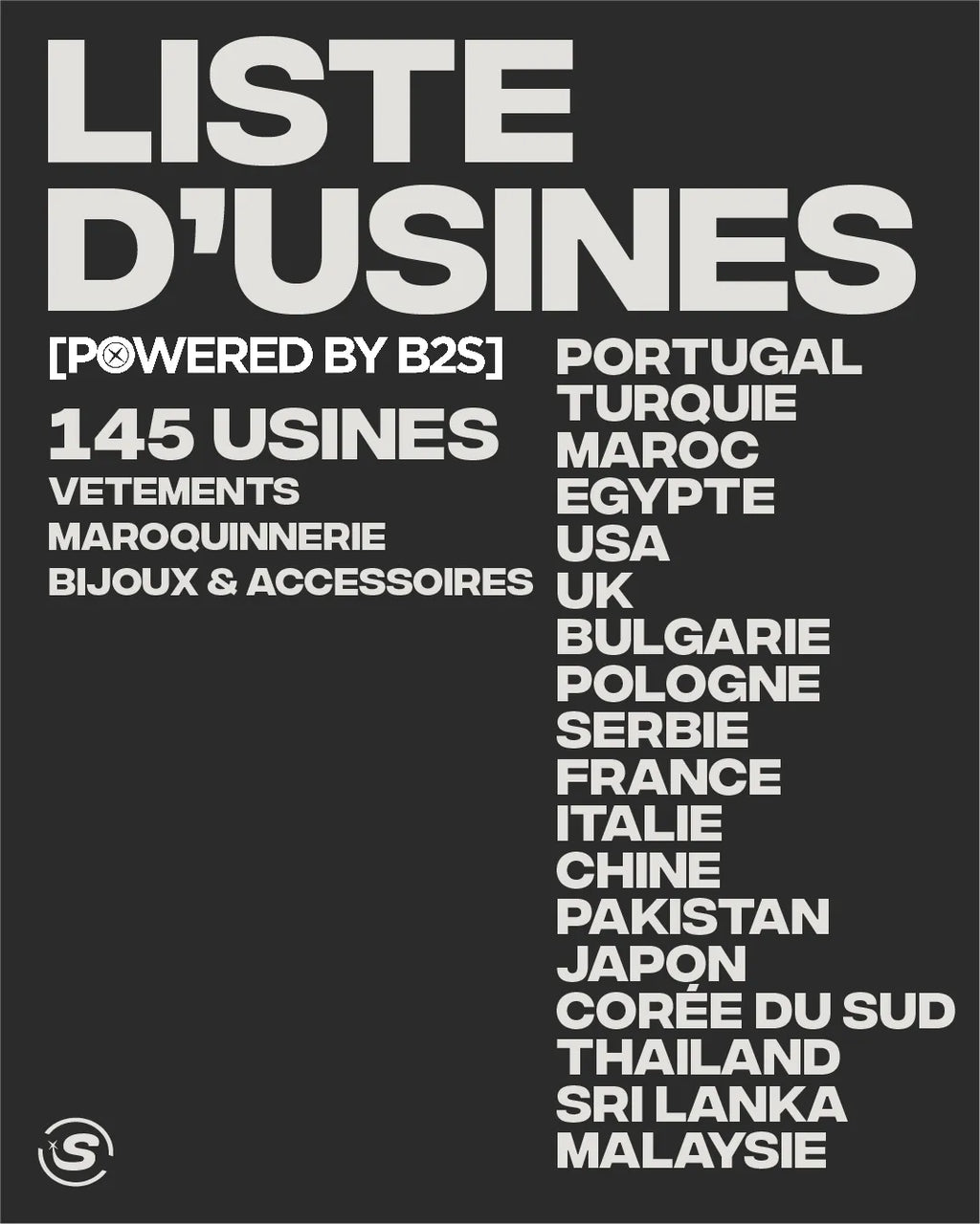 LISTE D’USINES [POWERED BY B2S]