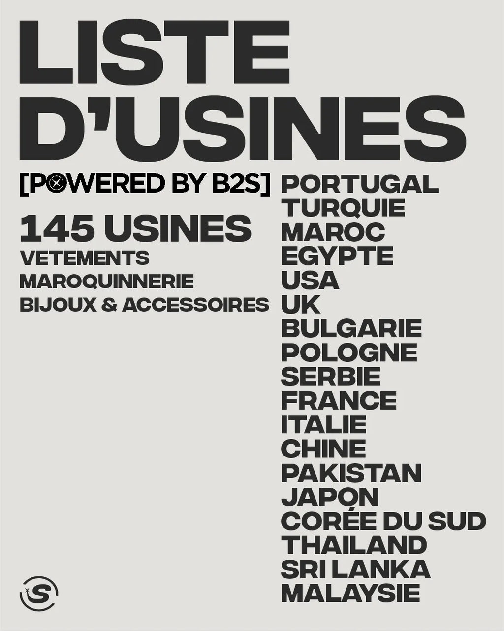 LISTE D’USINES [POWERED BY B2S]