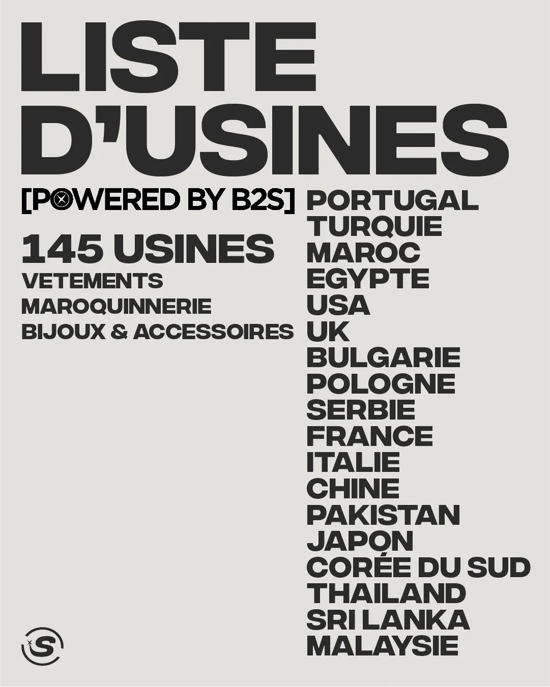 LISTE D’USINES [POWERED BY B2S]